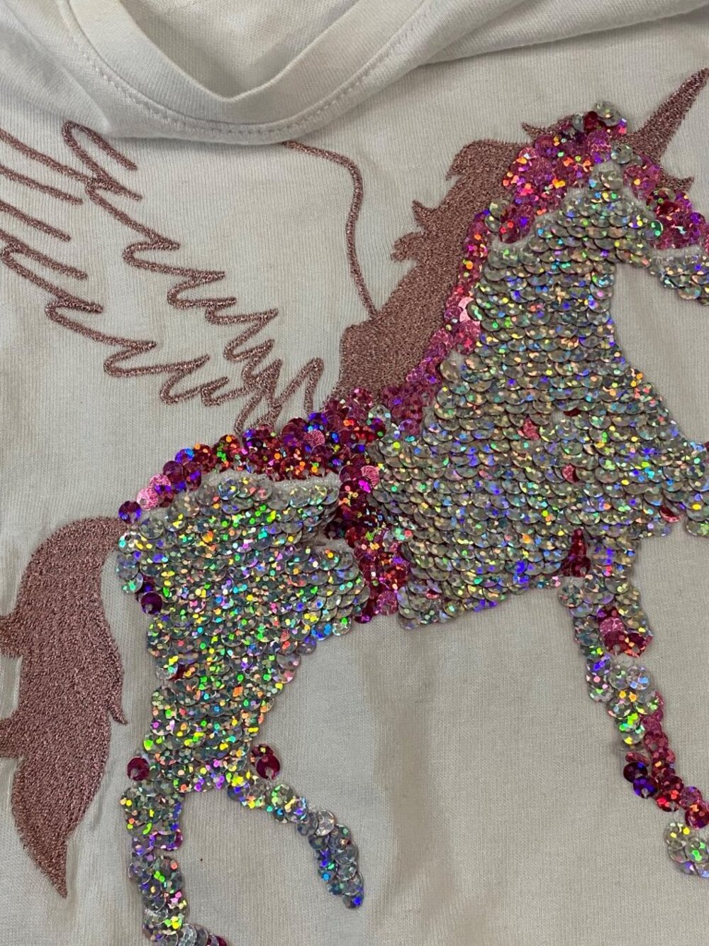 Members Mark Girls White Tee With Sequin Unicorn Design Size 14/16 - Picture 7 of 7